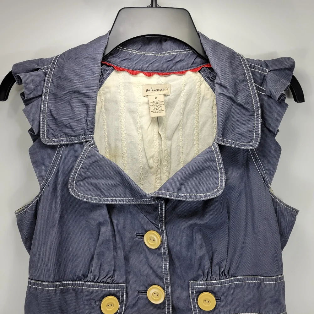 Elevenses Anthropologie Ruffle Button Top Womens 8 Dainty Festival Prairie Boho - Picture 3 of 11
